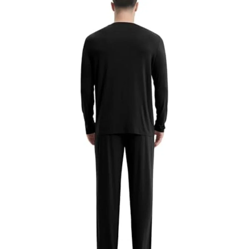 Men's Viscose Bamboo Pajama Set Long Sleeve V-Neck Comfy Sleepwear
